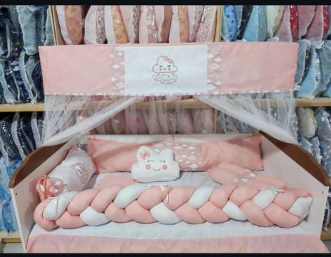 Enxoval de Berço Completo - Nuvem Rosa