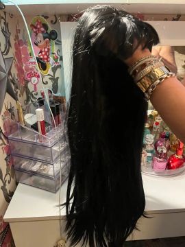 Lace cabelo liso weeg com franja