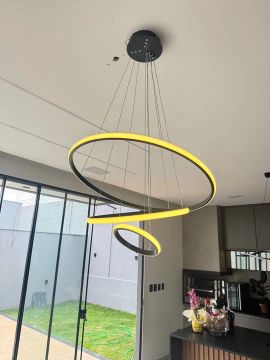 Vendo  Lustre Led Moderno Pendente Anéis 89w 3 Arcos C/ Dimerização 