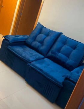 Sofá Retrátil Azul - Novo 