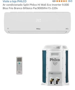 Ar Condicionado Split Philco 9.000 BTUs Frio - Inverter