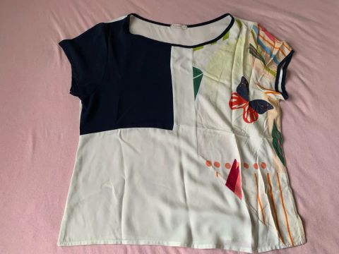 Blusa feminina estampada com borboleta, Pistachio tamanho M