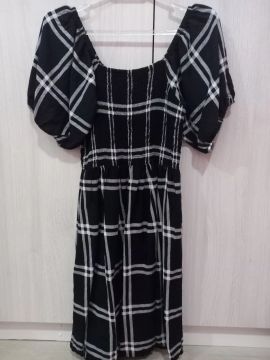 Vestido xadrez preto e branco M