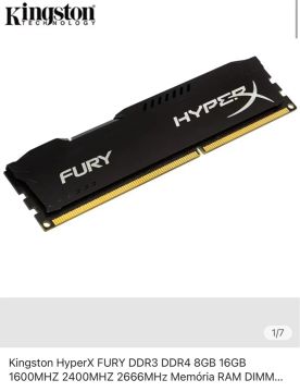 Memória RAM Kingston HyperX Fury DDR4 8GB 2666MHz