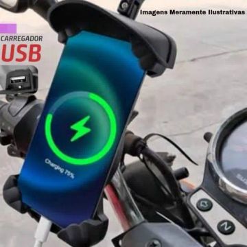  PROMOÇÃO  Suporte Celular Moto Proteção Sol Quebra Sol Com Carregador