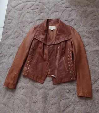 Jaqueta de Couro Michael Kors Marrom