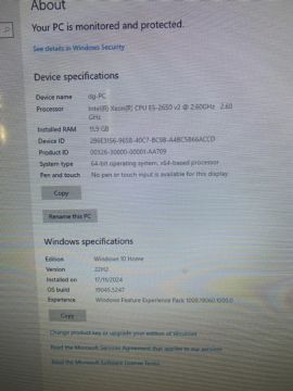 CPU Intel Xeon E5-2650 v2 2.60GHz - 11.9GB RAM