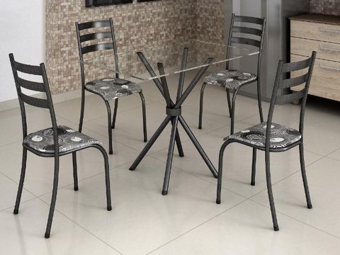 Mesa Tubular Prata c 4 cadeiras Até 12x - Frete Grátis 