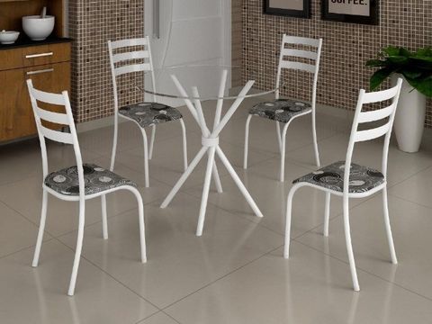 Mesa Tubular Branco c 4 cadeiras Até 12x - Frete Grátis