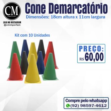 Kit com 10 Cones Demarcatórios Coloridos.