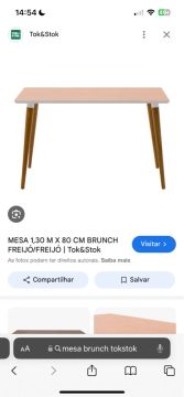 Mesa Brunch Freijó 1,30m x 80cm Tok&Stok
