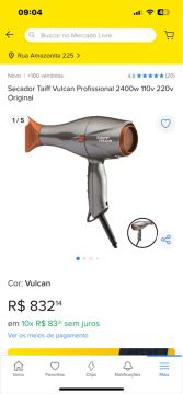 Secador Taiff Vulcan Profissional 2400w 110v 220v Original