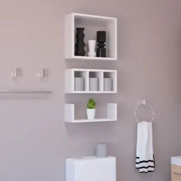 Kit Nicho e Prateleiro / MDF Branco / Ideal para Banheiro