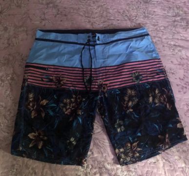Shorts de Praia Masculino -  Azul, Rosa e Preto