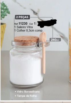 Saleiro de Vidro com Colher - 2 Peças