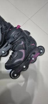 Patins Oxelo Active Fit 3 - Preto e Rosa - Tamanho 36