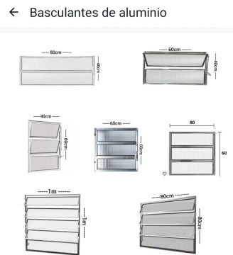 Basculantes de Alumínio - Diversos Tamanhos