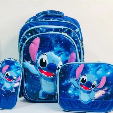 Mochila, Lancheira e Estojo Stitch - Kit Completo