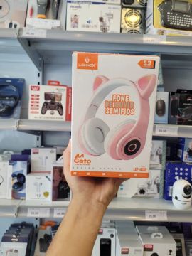 Fone Ouvido Bluetooth Headset LED Orelha De Gato Lef-1035 - Loja Mega Tudo