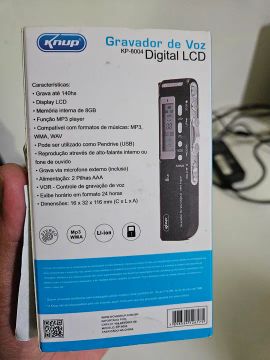 Gravador de Voz Digital Knup KP-8004 - LCD - 8GB