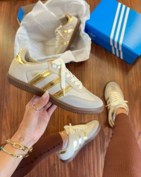 TÊNIS ADIDAS SAMBA OFF-OURO/ A PRONTA-ENTREGA! [CATÁLOGO NA DESCRIÇÃO]