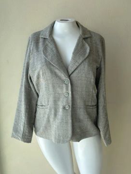 Blazer brocado em tons nude e preto, 48, artesanal.