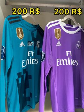 Camisas retrô do Real Madrid manga longa 
