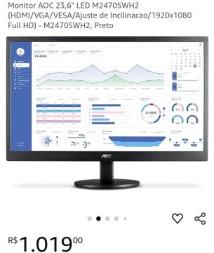 Monitor AOC 23.6 LED Full HD M2470SWH2