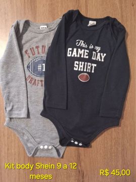 Kit Body Bebê Shein - Futebol - 9 a 12 meses