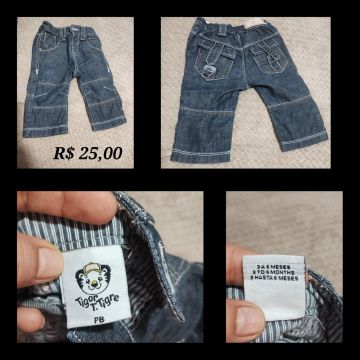 Calça Jeans Bebê Tigor T. Tigre - 3 a 6 Meses