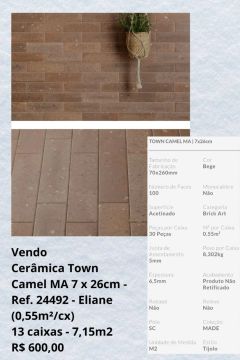 Cerâmica Town Camel MA 7x26cm - 13 caixas
