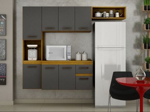 Cozinha Suspensa Brisa Cinamomo/Grafite Até 12x - Frete Grátis 