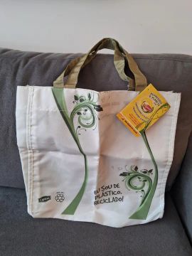 Bolsa Sacola Retornável Ecobag Promocional Lipton - Cor Bege.