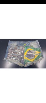 Short Jeans com Bandeira do Brasil