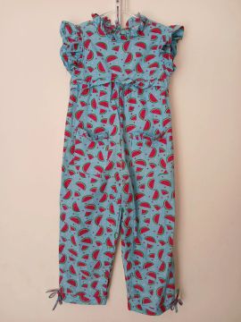 Macacão Infantil de Algodão Menina Estampado de Melancia Tamanho 4