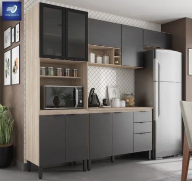 Cozinha Modulada Sofisticada com Vidro Fumê Lacrado