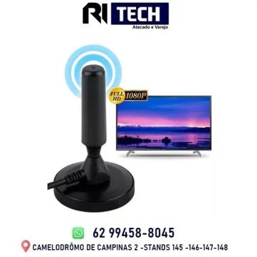 Antena Digital Amplificada HDTV/UHF/VHF Interna e Externa 5m Base Imã prova d'água 4dBI 