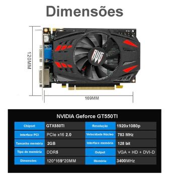 Placa de Vídeo GeForce GTX 550ti 2GB DDR5