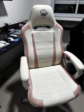 Cadeira Gamer Rosa e Branca 