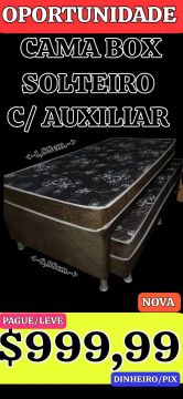 Cama Box Solteiro com Auxiliar - Nova - R$ 999,99