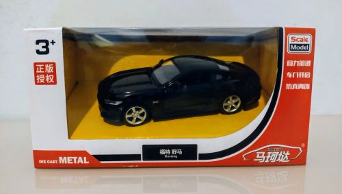 Ford Mustang Preto Polido - Miniatura de Metal - Licenciado