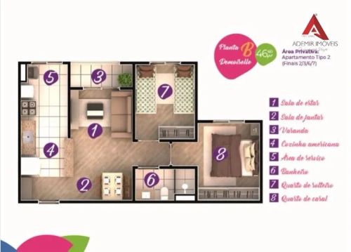 Apartamento com 2 dormitórios à venda, 47 m² por R$ 288.000,00 - Jardim Califórnia - Jacar