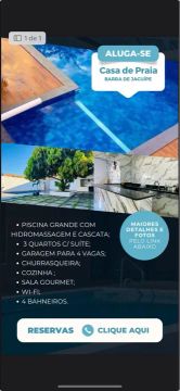 Aluguel de casa em Barra de Jacuipe desponivel carnaval