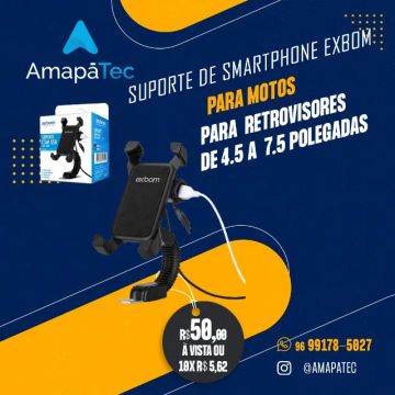 Suporte de Smartphone para Motos para Retrovisor 4.5 a  7.5 Polegada Exbom