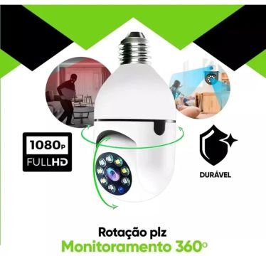 Câmera de Segurança Wi-Fi Full HD 1080p - Lâmpada Inteligente