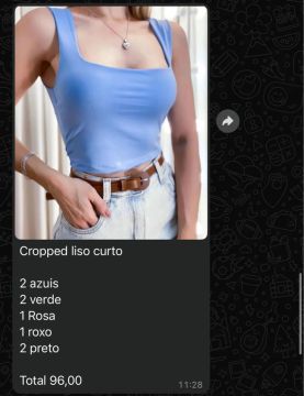 Cropped Liso Curto - Azul - Novo