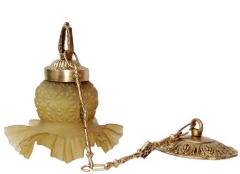 1 lustre pendente em bronze com tulipa caramelo