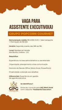 Vaga Assistente Executivo - Goiânia 