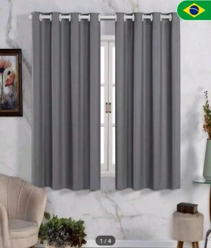 Cortinas Blackout Cinza para janela- 2 Peças