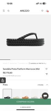 Sandália Preta Flatform Marrocos Mid
